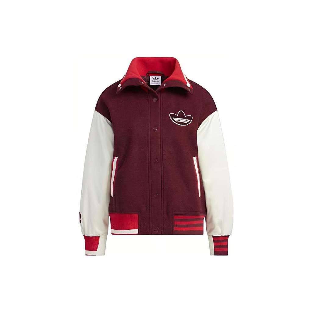 Adidas Originals Clover Spliced Logo Printed Casual Jacket Women Jacket Red HY4185