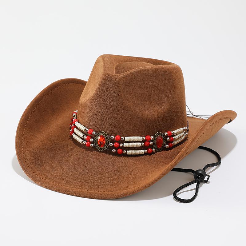 European and American retro western cowboy hat Tibetan big edge hat men's and women's jazz hat sunscreen riding hat sunshade hat decoration