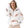 Hooded Sweatshirt for Women Half Zip Oversized Hoodies with Sequin Rugby Print Fall Casual Pullover Tops with Pockets
