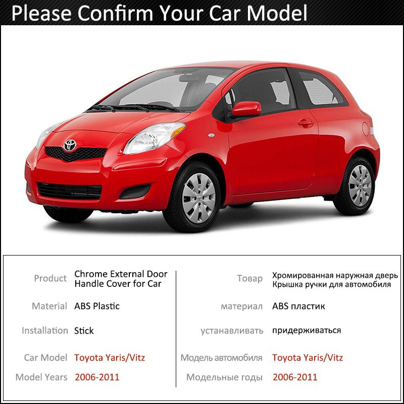 Black Carbon Fiber Exterior Door Handle Cover for Toyota Yaris Vitz XP90 2006~2011 2007 Car Accessories Stickers Trim Set Chrome