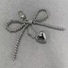 Bowknot Heart Bag Pendant Beaded Silver Bow Handbag Backpack Decoration For Bags Accessories AVE