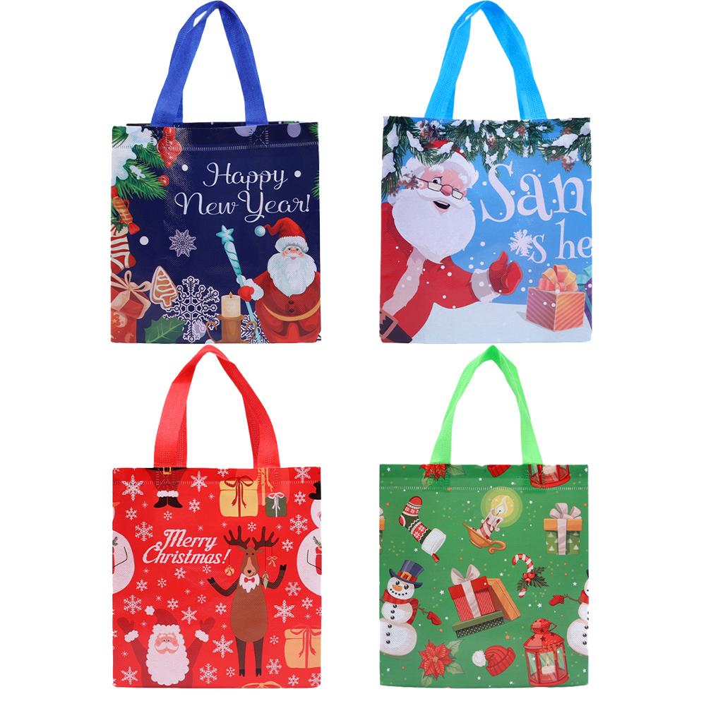 

Christmas Hand-held Gift Bag Non Woven Fabric 4 Styles Santa Claus Elk Xmas Tree Reusable Folding Storage Bags Party Favor Decor 1PC