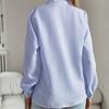 Camicette da donna eleganti, casual e larghe, primavera, nuove, a maniche lunghe, a righe, semplici, da ufficio, abbigliamento da donna, camicia con volant e bottoni, 26023