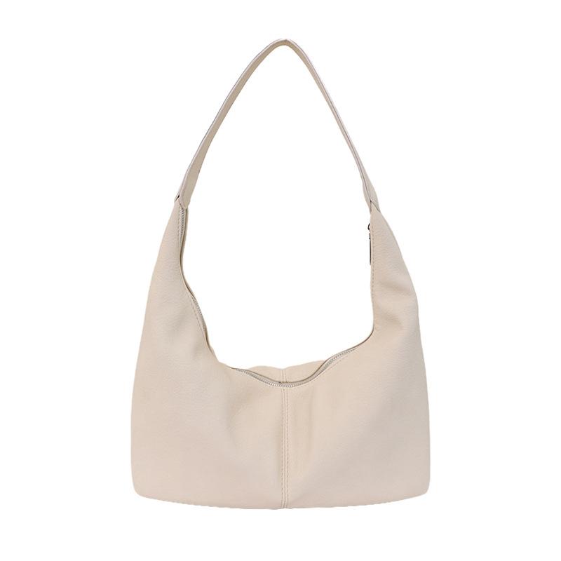 High Quality Soft PU Half Moon Shoulder Crossbody Bag Women Large Capacity Lazy Style Fashion Simple Commute Tote Handbag