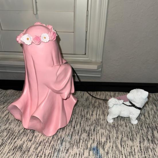 Ghost Dog Statue Halloween Spooky Resin Figurine Ghost Walking Dog Sculpture Garden