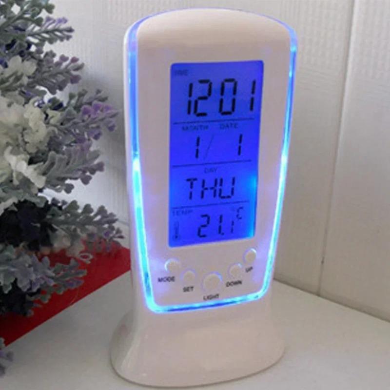Digital Calendar Temperature LED Digital Alarm Clock with Blue Back Light Electronic Calendar Thermometer Led Clock with Time