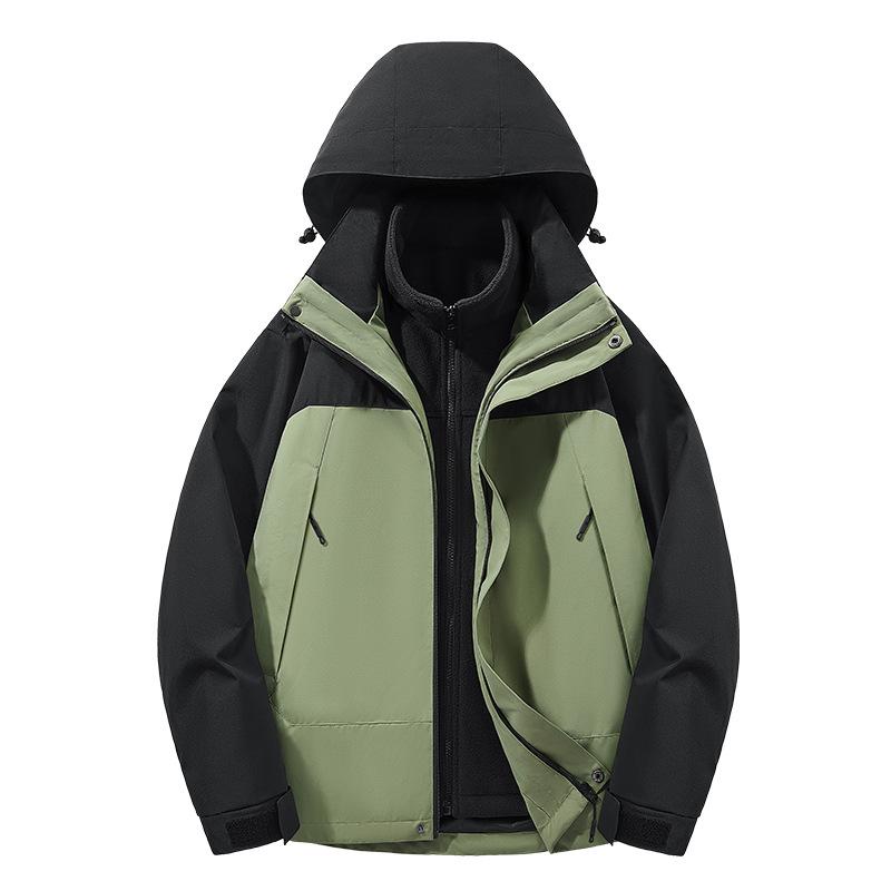 New Jacket Hooded Frock Outdoor Windproof Jacket Simple and Handsome Detachable Liner Cotton-padded Jacket