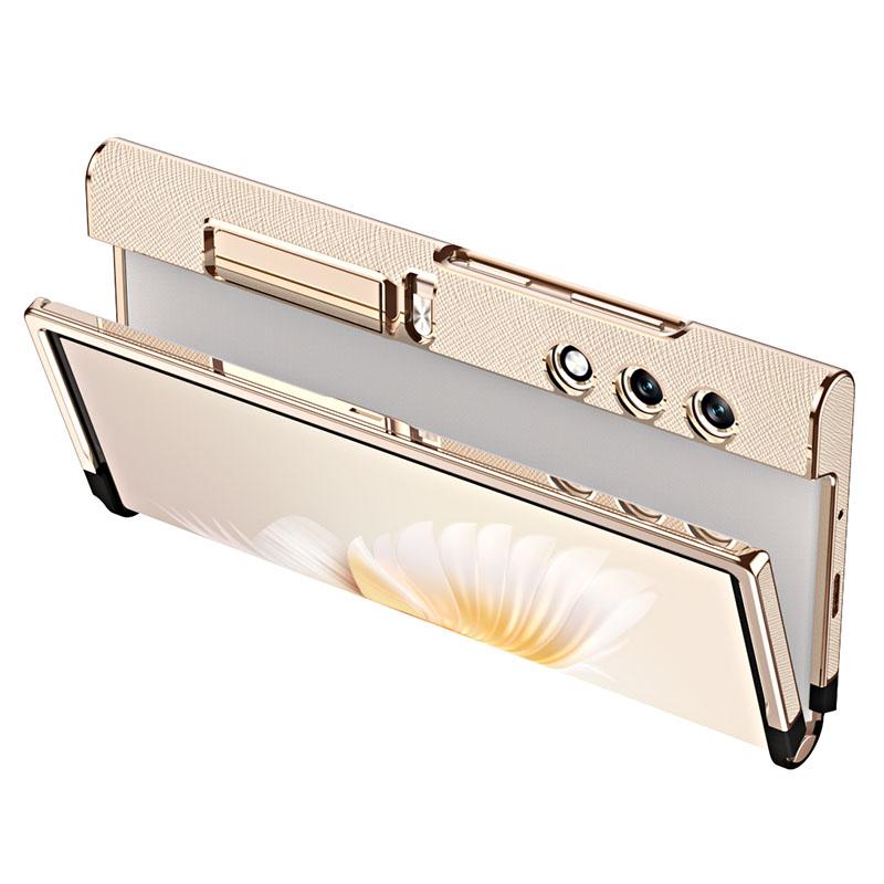 

For Honor V Purse Case Kickstand Electroplating Folding Phone Frame Cover Champagne Gold