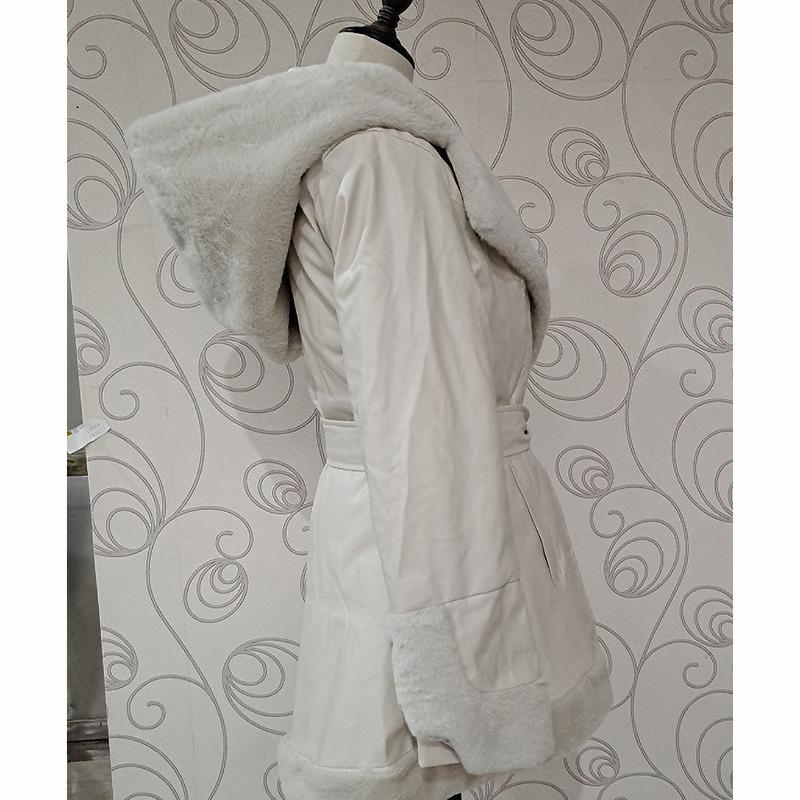 Fur Jackets Women Elegant Fur Belt Coat Streetwear Lapel Warm Hooded Jacket