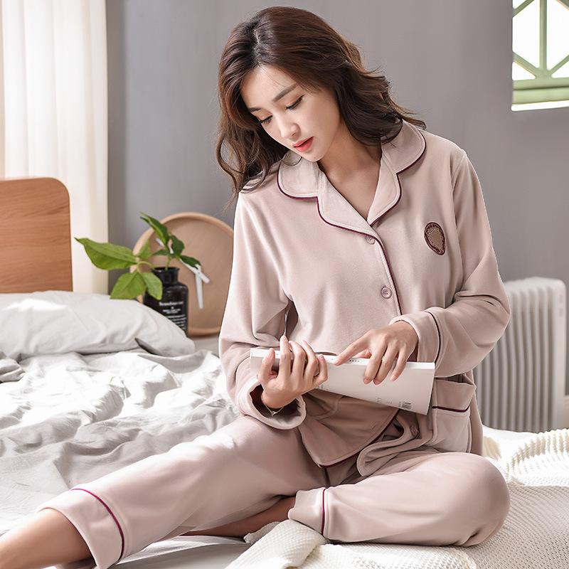 Coral Fleece Pajamas for Women, Autumn and Winter, Thin Flannel Plus-size Loose Plus-size Loungewear for Plus-size Women, Spring/autumn Long-sleeve