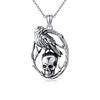 Skull Gothic Necklaces With Vintage Finish And Crow Shape Design For Halloween