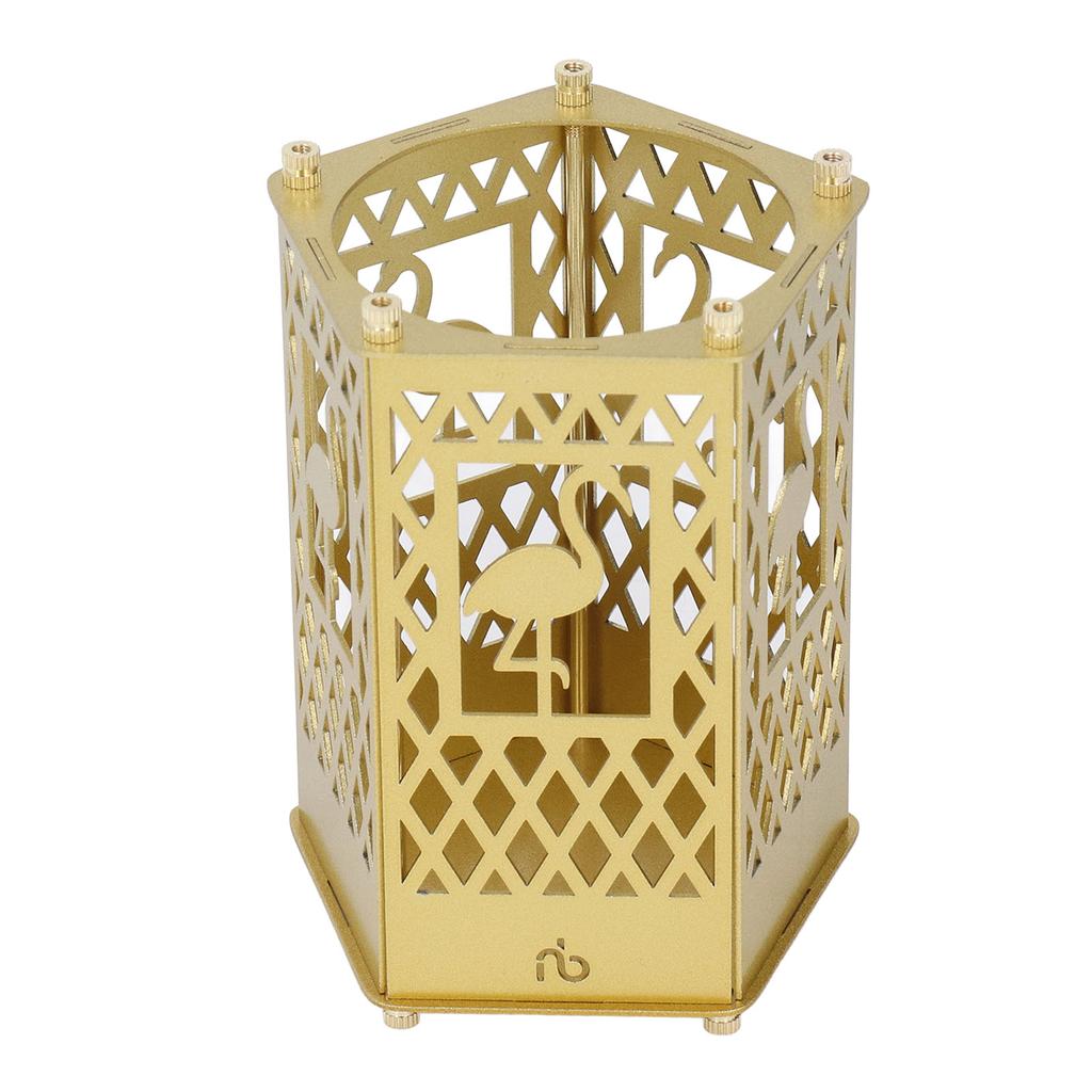 Metal Assembled Pen Holder Gold Hollow Pattern Flamingo Surfaces Plating DIY Pen Holder for Home