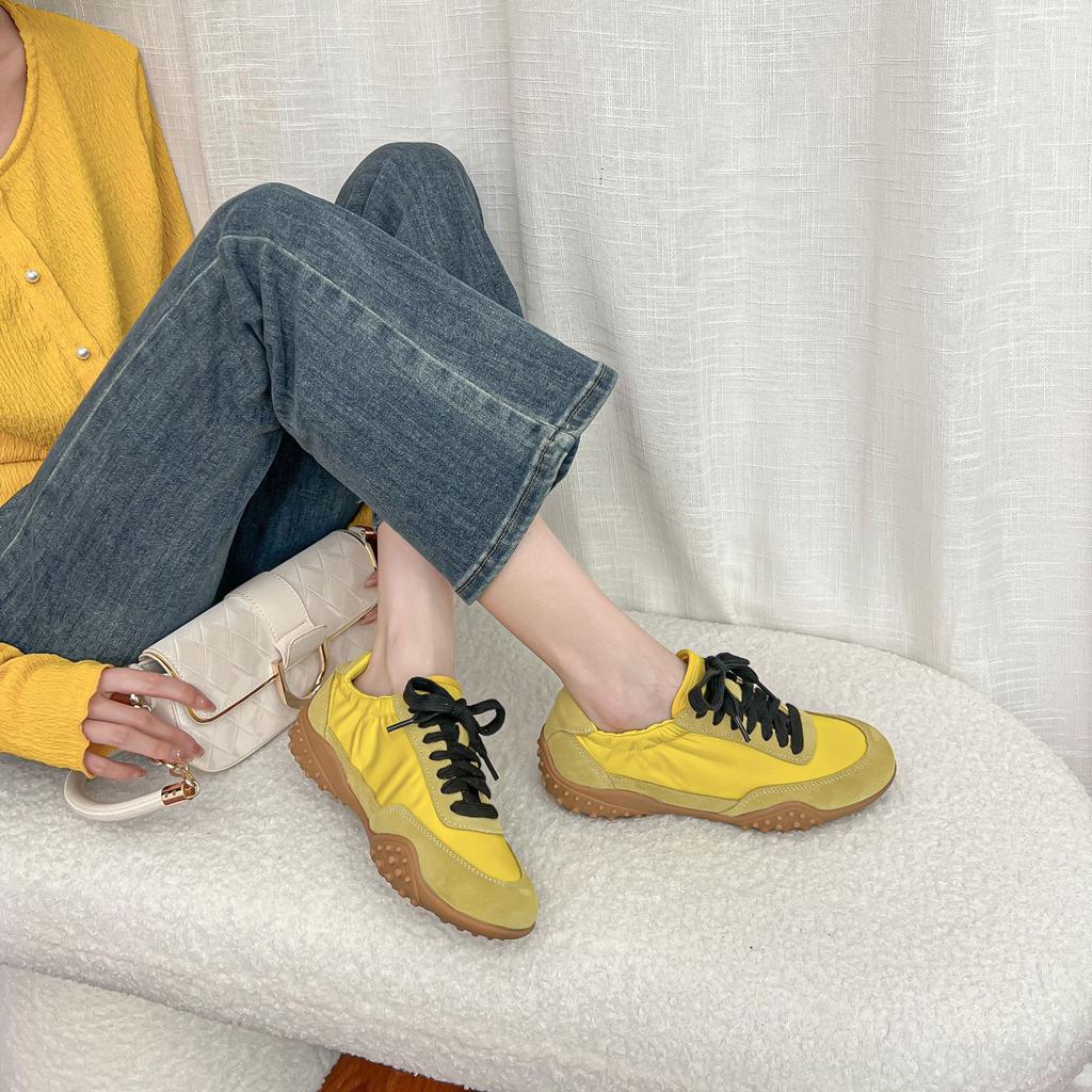 Cowhide Version~ 2025 New Retro Round Head Lace-up Leather German Training Shoes Women's Flat-bottomed Casual Sports Forrest Gump Board Shoes