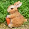 Realistic Appearance Micro Carrot Resin Landscape Rabbit Statue with Garden Rabbit Ornament Miniature Sculpture Dollhouse Decor