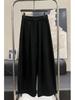 New Spring Gray Elastic High Waist Drawstring Sweatpants for Women - Loose Fit, Versatile, Slimming Wide Leg Design