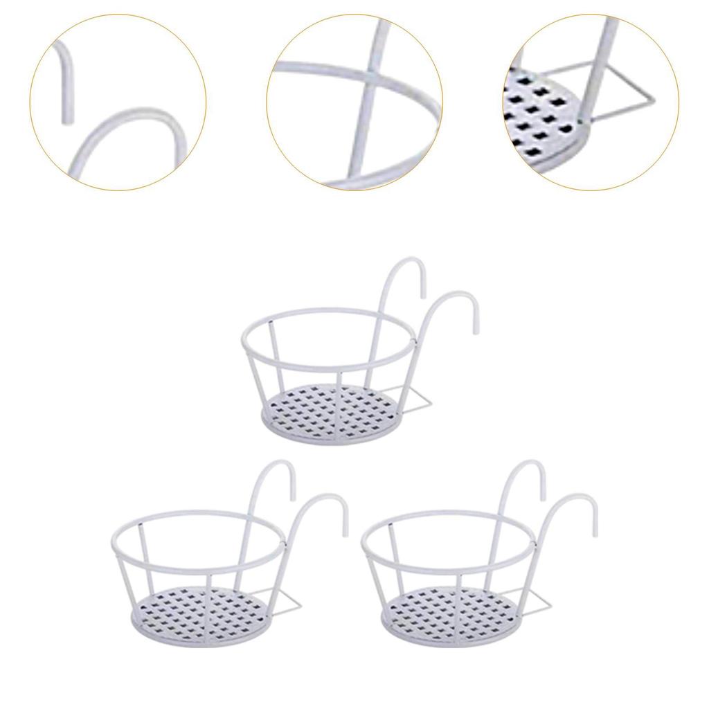 3 Pieces Hanging Planters Basket Home Railing Round Hanging Railing Planter