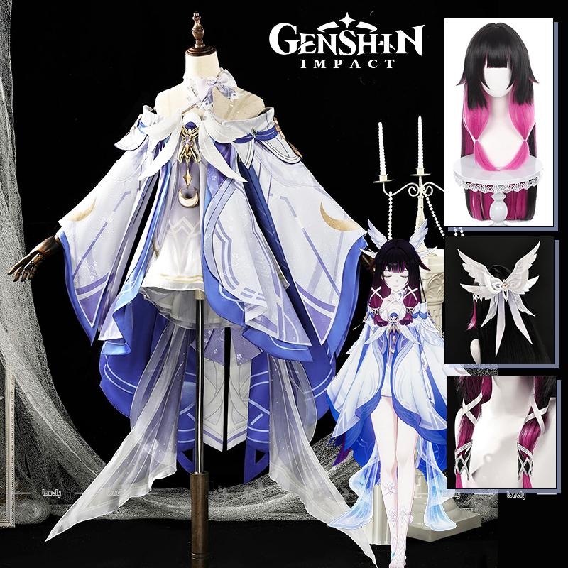 Genshin Impact Columbina Cosplay Tērps Parūka