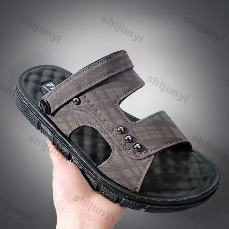Fashion Men's Slip on Slippers 2025 Summer New Non Slip Soft Sole Casual Flat Shoes Fashion Breathable Comfortable Outdoor Beach Sandals