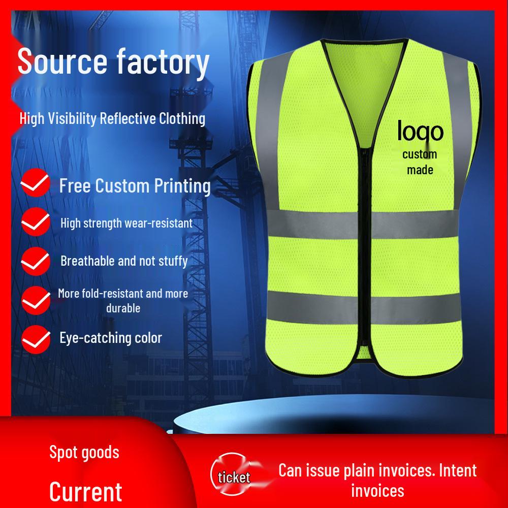 JD Fluorescent Reflective Safety Vest for Construction and Traffic, Customizable with Text