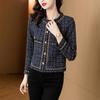Kadın Yüksek Kaliteli Fransız Vintage Küçük Koku Tweed Ceket Mont Kadın İlkbahar Sonbahar Rahat Fried Street Kısa Mont Ekose Dış Giyim