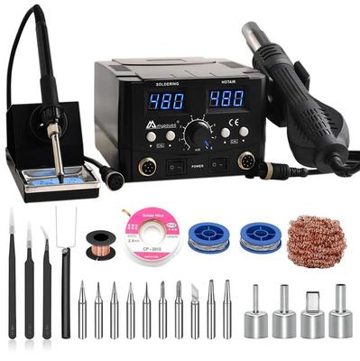 MYPOVOS 2 IN 1 800W LED Digital Electric Soldering Station Temperature Control  Hot Air Gun Rework For Phone PCB IC SMD BGA Welding Tool 220V