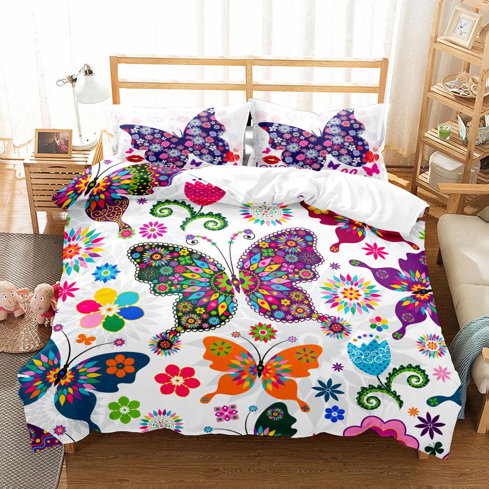 Butterfly Art Duvet Cover Set Eu Single Double King Us Twin Full Queen Cal Children Bed Linen Set