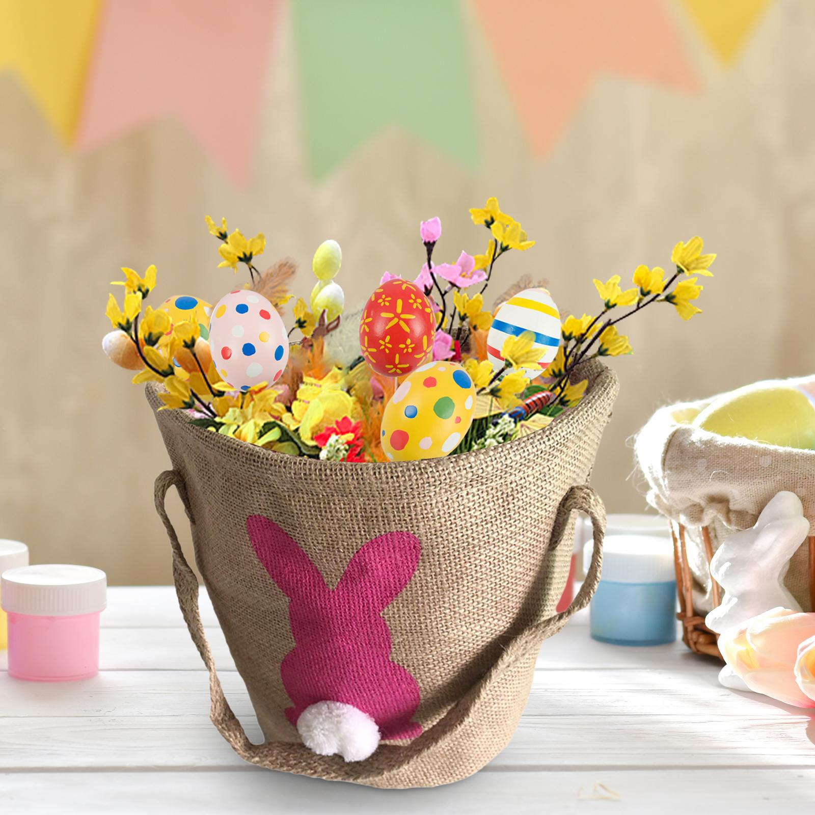 

Easter Basket Portable Cartoon Storage Totes Reusable Easter Bunny Basket Bag Easter Bucket Bag Easter Decorations Egg Finding