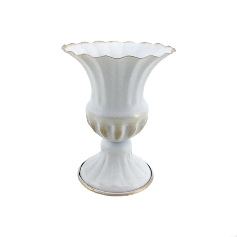 62KD Vintage Metal Flower Vase Farmhouse Pot for Fresh Dried Floral Arrangements Table Centerpiece Rustic Home Decor