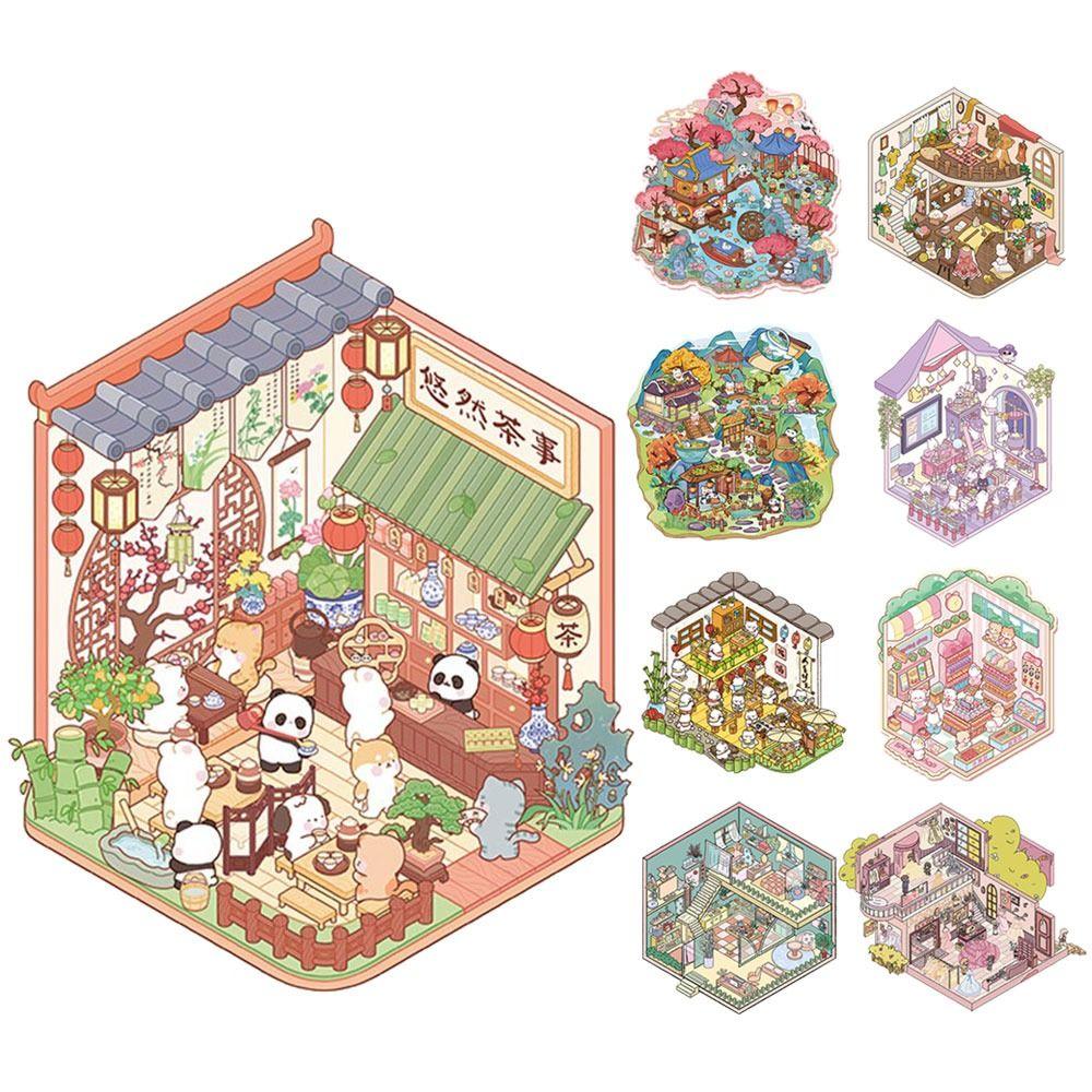 Multi Style Miniature Scene 3D Stickers DIY Landscape Notebook Sticker Landscape Stickers