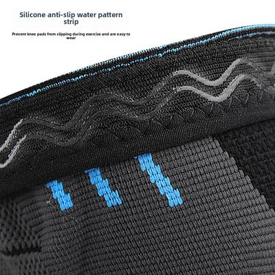Joelheiras Esportivas de Nylon Tricotado com Suporte de Mola e Faixa de Silicone Antiderrapante com Anel de Silicone e Almofada de Suporte para Fitness