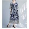 Summer New Temperament V-neck Mid-length Dress Retro Printing Loose Dresses