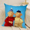 Klassische Reto Cartoon P-Pat & Mat 2 Kissenbezug Natürlicher Leinen Doppelseitiger Druck Sofa Heimdeko Kissenhülle