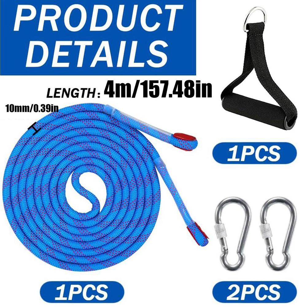 

Sled rope with carabiner, Thick 13ft sled tow rope with handle, winter sled rope set, Children snow Dinghy Sled replacement