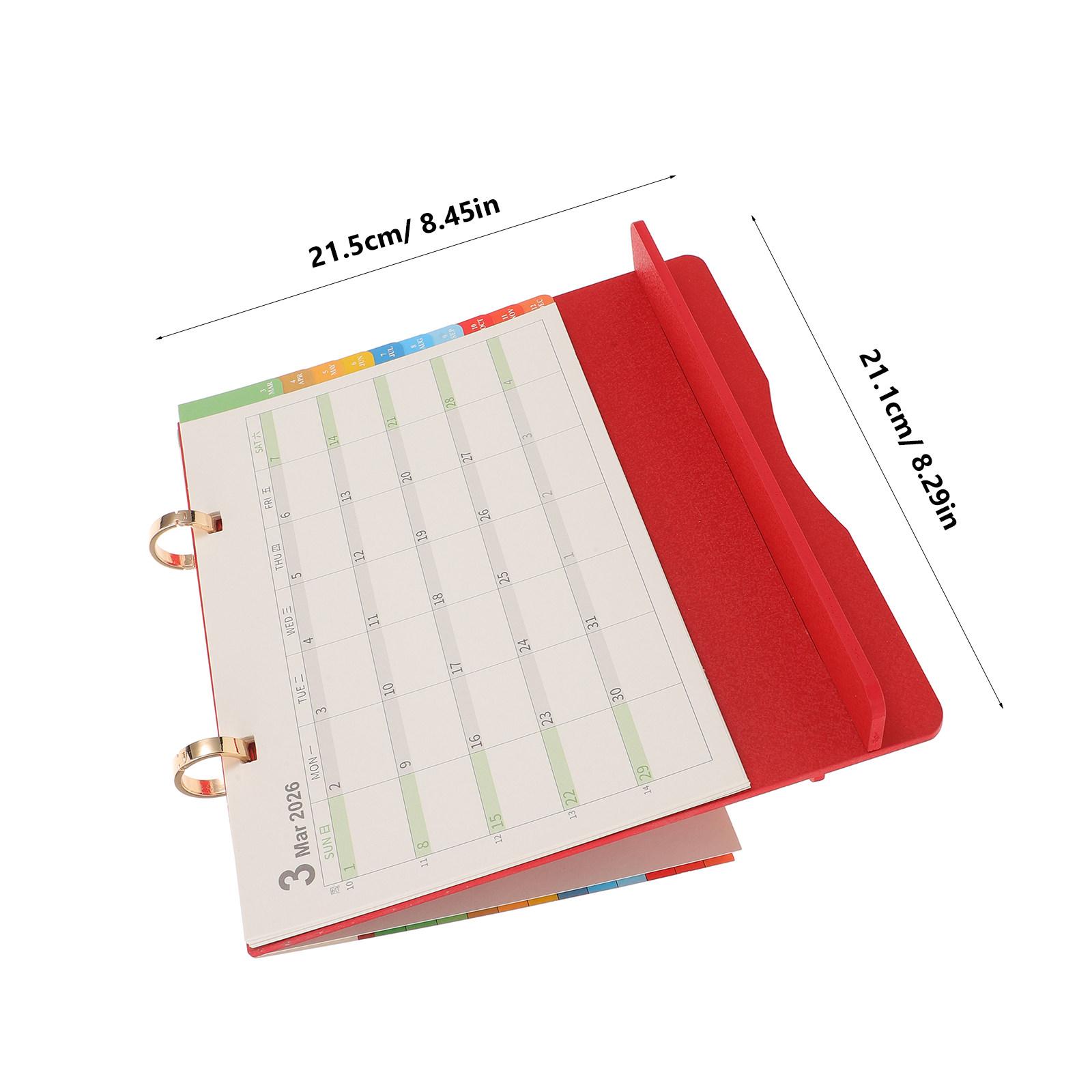 Wooden Standing Desk Calendar 2026 Flip Planner Yearly Monthly Desktop Schedule Calendar Memo Office Desk Organizer красный