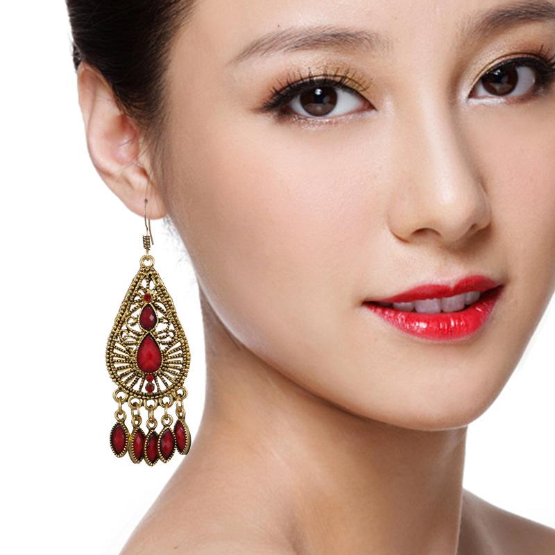 Ethnic Style Dangle Earrings for Women Retro Boho Acrylic Water Drop Earring Female Jewelry Accessories