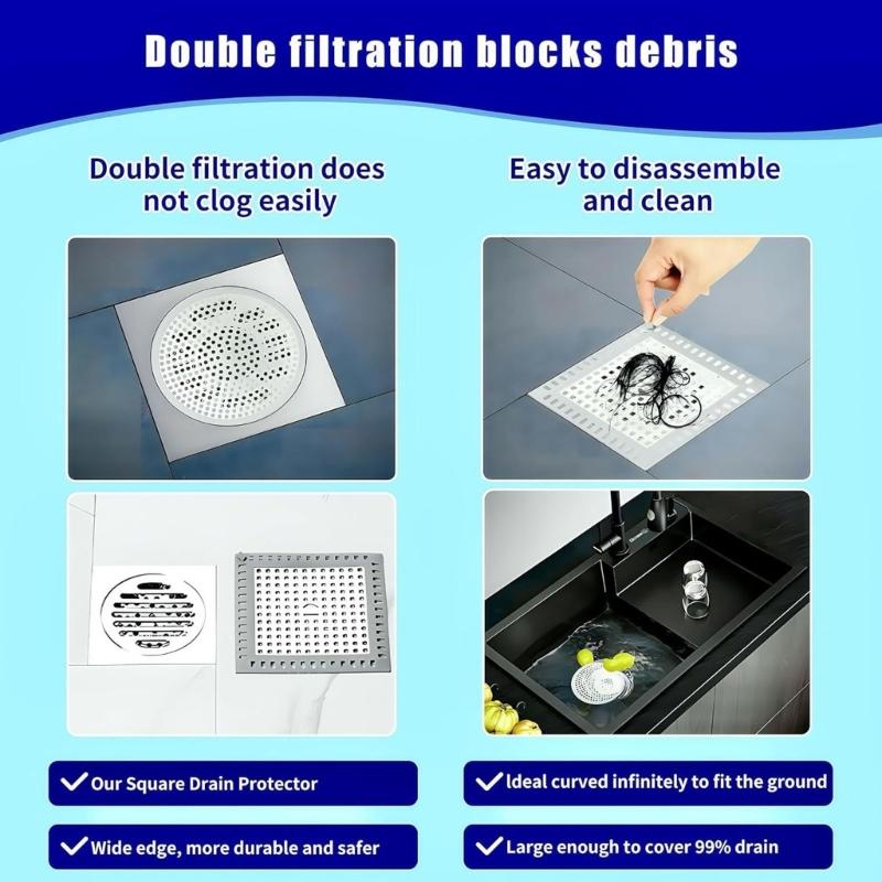 Pack of 2 Hair Catcher Drain Cover 5inch rustless Construction Sink Catches Standard Fit for Sink Tub Shower Applications