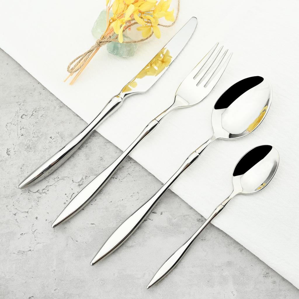 24Pcs/Set Knife Fork Tea Spoon Tableware Vintage Dinnerware 304 Stainless Steel Cutlery Set Party Kitchen Silverware Flatware Set