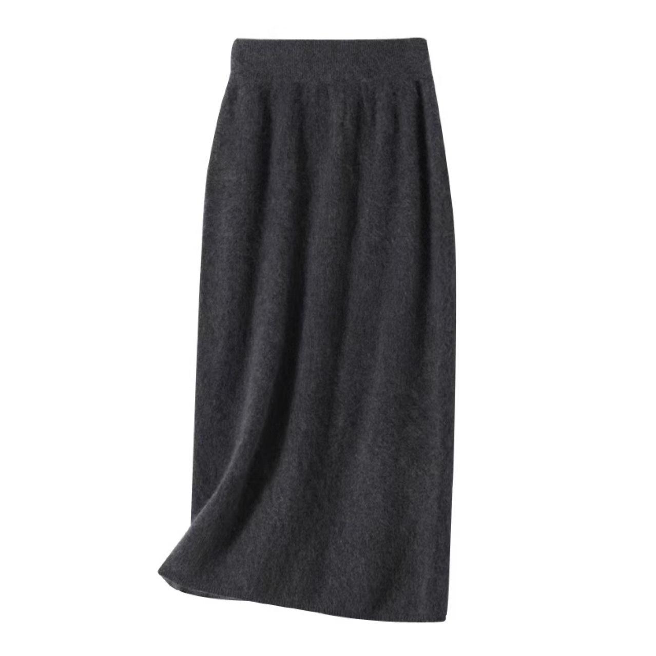 

Women s Flocked Cashmere Wool Skirt: Slimming High Waist, Mid-Length, Versatile Knit, Autumn/Winter Fashion, Hip-Hugging Design. Hip 43 cm