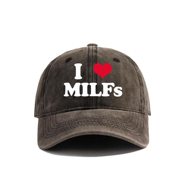I Love MILFS Baseball Cap Summer Distressed Dad Hats Men Outdoor Adjustable Cotton Caps MZ476