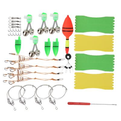 Tragbares Angelgerät Set Schnurbrett Köder Hakenlöser Kleine Glocke Tackle Kit Angelzubehör