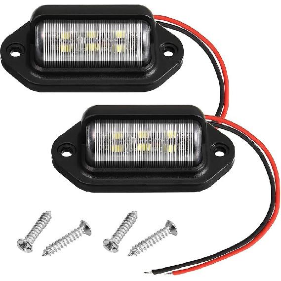 Mudder 8 Packs 12V 6 LED License Plate Light Waterproof License Plate Lamp Taillight For Truck SUV Trailer RV Trucks And Boats License Tags