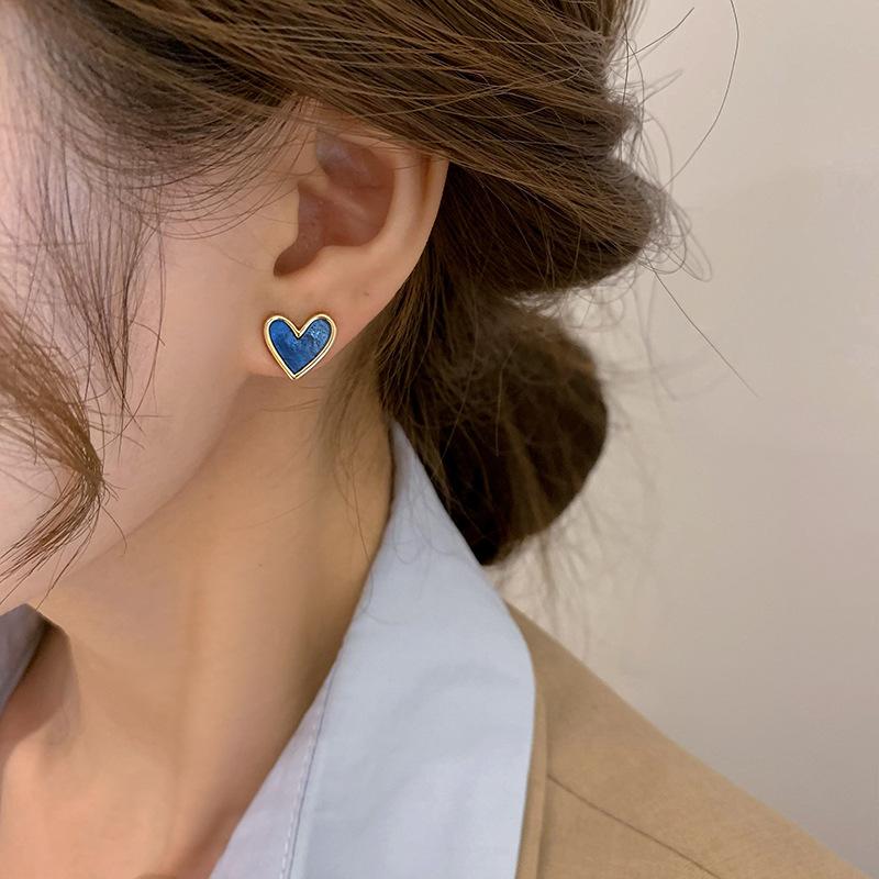 Gold Plated Pearl Heart Stud Earrings Shiny Rhinestone Earring Metal Elegant Fashion Romantic Female Couple Jewelry Wedding Gift