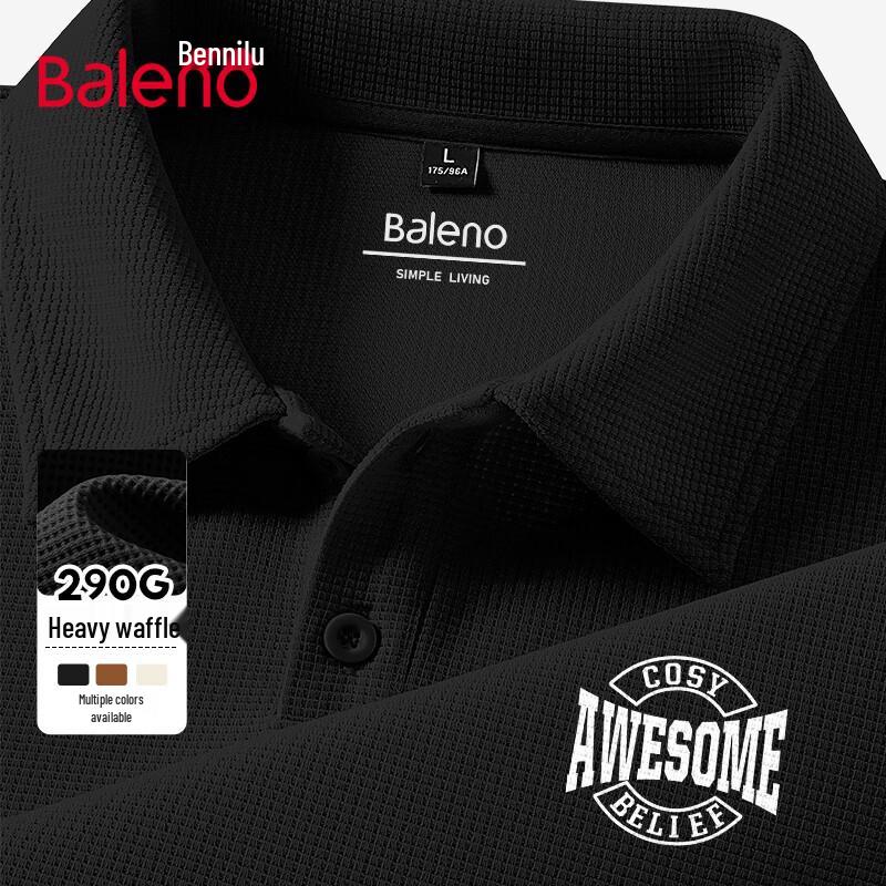 Baleno Men's Waffle Knit Long Sleeve Polo Shirt