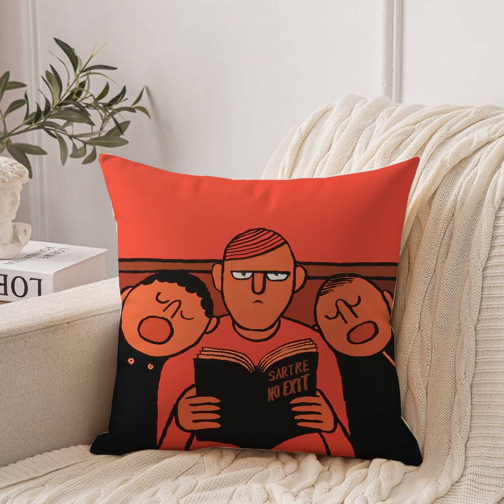 Art J-Jean-Jullien Pillow Case Home Decor Throw For Sofa Bed Car Room Decor Gift Idea 12x12Inch