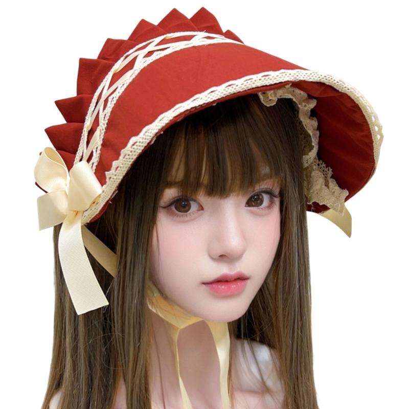 Modny Czepiec Nakrycie Głowy Herbaciarnia Cosplay Kostium Ulepszenie Koronkowy Kapelusz dla Kobiet Dziewczyny