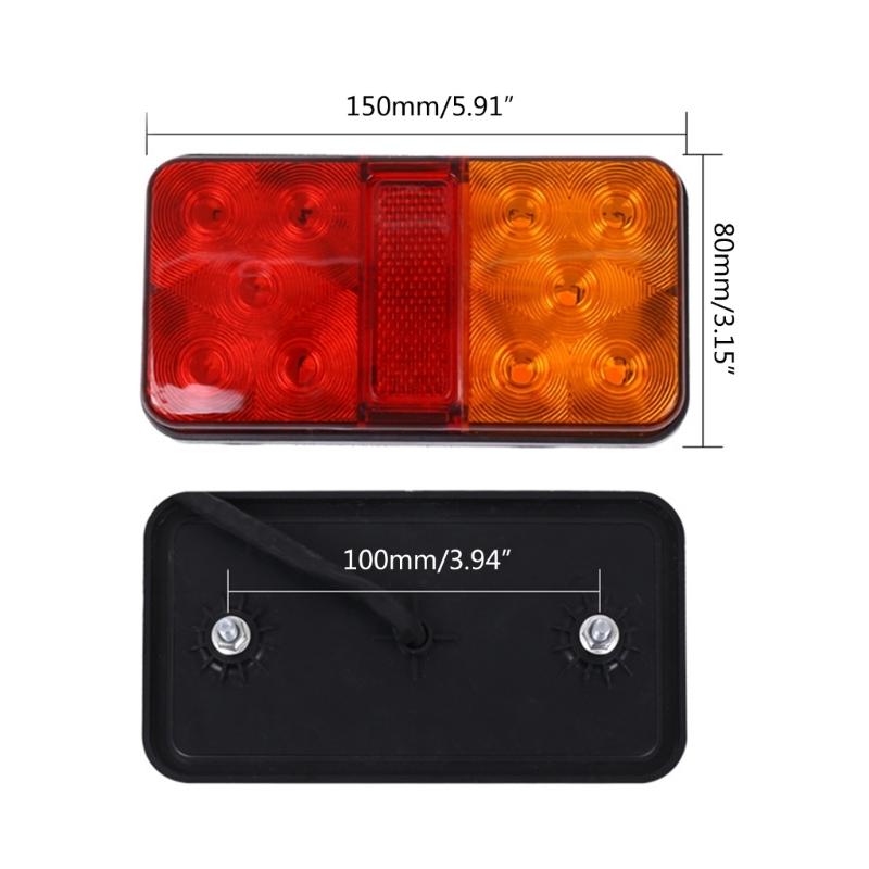 1 Pair 12V 10 LED Turn Signal Brake Running Tail Stop Light LED Trailer Tail Light Shockproof Amber Red Taillight Lamps