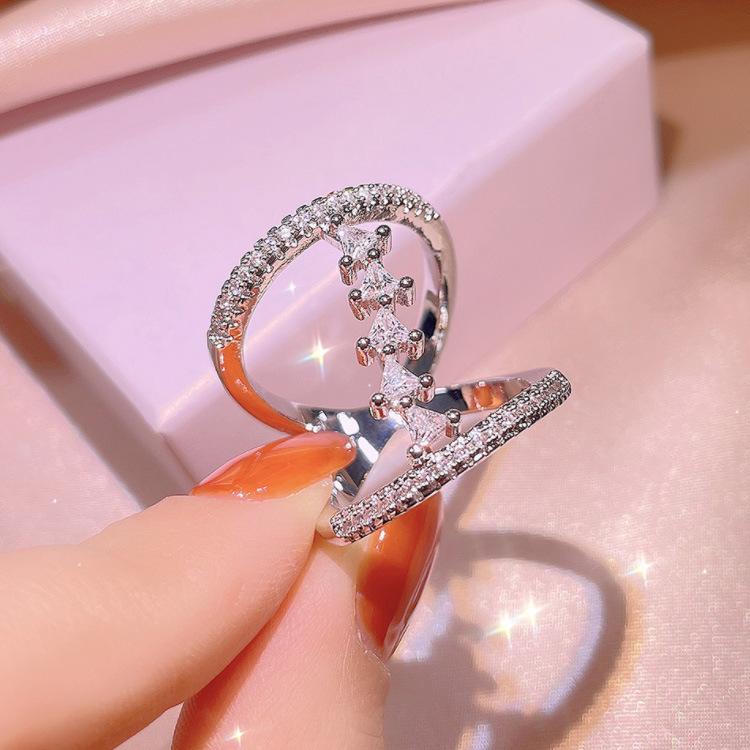 Hot Selling Copper Ring Retro Zircon Irregular Zircon Ring Jewelry