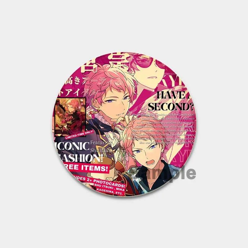 32/44/58mm Ensemble Stars Handgemachte Anstecknadel Rund Cartoon Lustig Einrastbare Broschen für Rucksack-Zubehör Anime Sammlerstück Abzeichen Hutdekoration