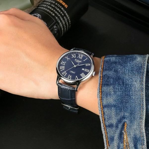 Saint Scott ST7106L Head Office Genuine Date Men's Dress Watch Leather Watch Gift Shopping Bag Provided