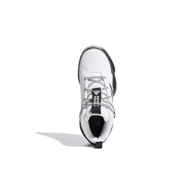 adidas Lockdown J Fabric Slip Resistant Abrasion Resistant Mid Top Children's Basketball Shoes White Black Unisex GZ3084